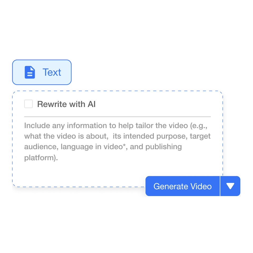 Visla interface showing the process of drafting a video using AI with text options and video generation.